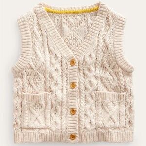 Mini Boden girls cable knitted knit sweater vest button up